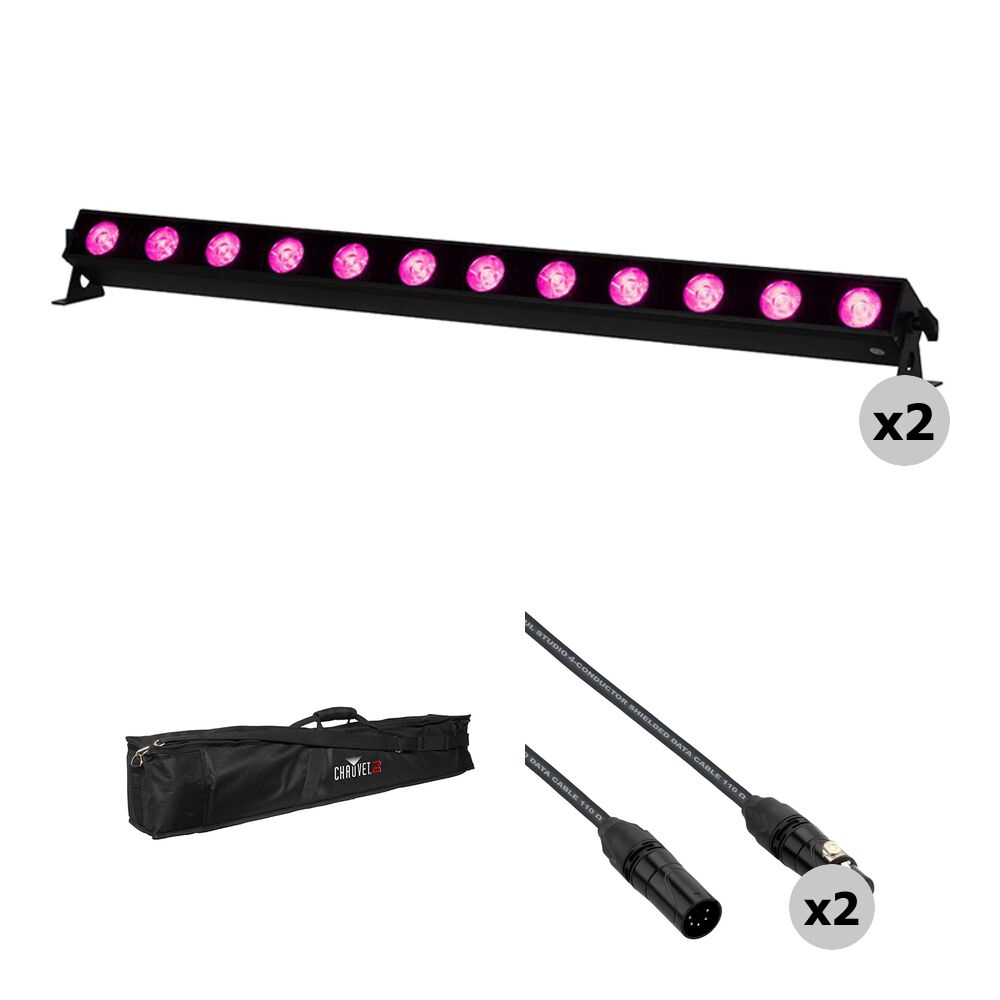 American DJ UBL12H Kit de Barras de Luz Lineales RGBAL+UV con Bolsa y Cables DMX (2-Pack)