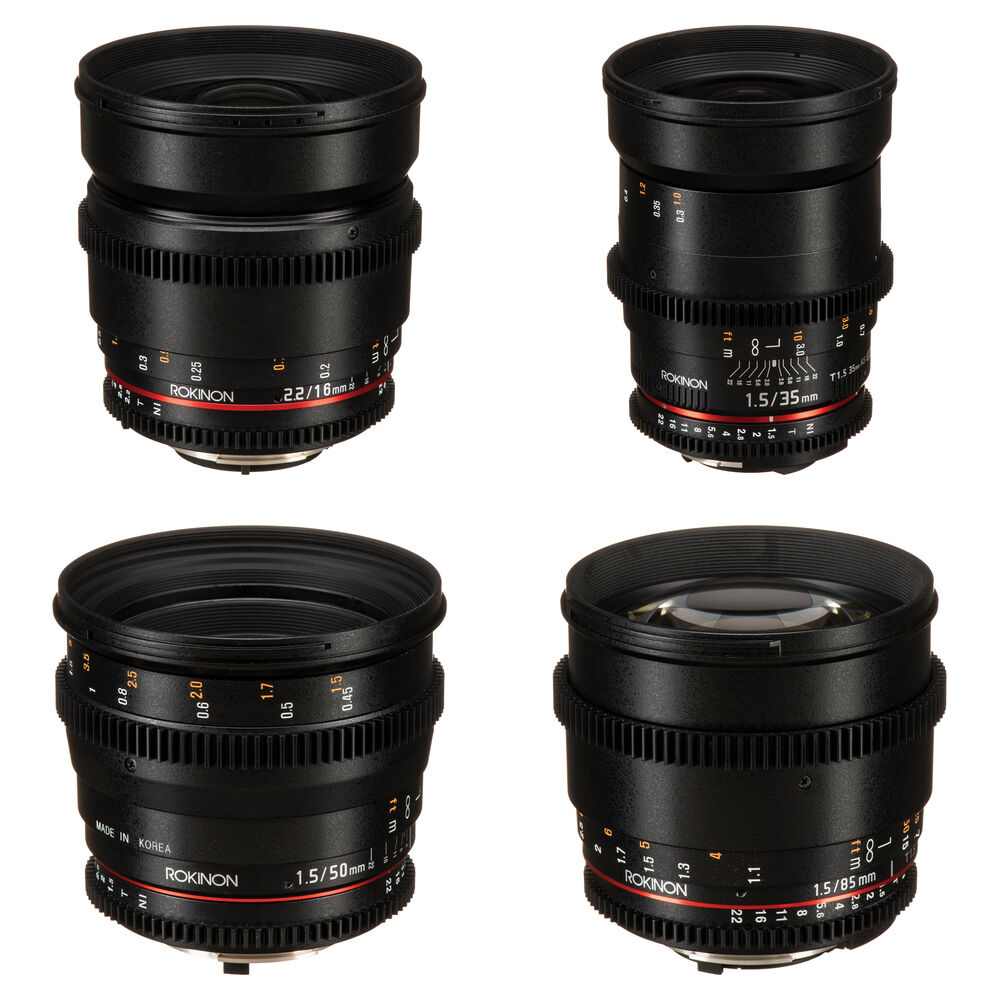 Rokinon Lentes Cine DS 16, 35, 50, 85mm para Nikon F Mount - T2.2 a T22, T1.5 a T22, Enfoq