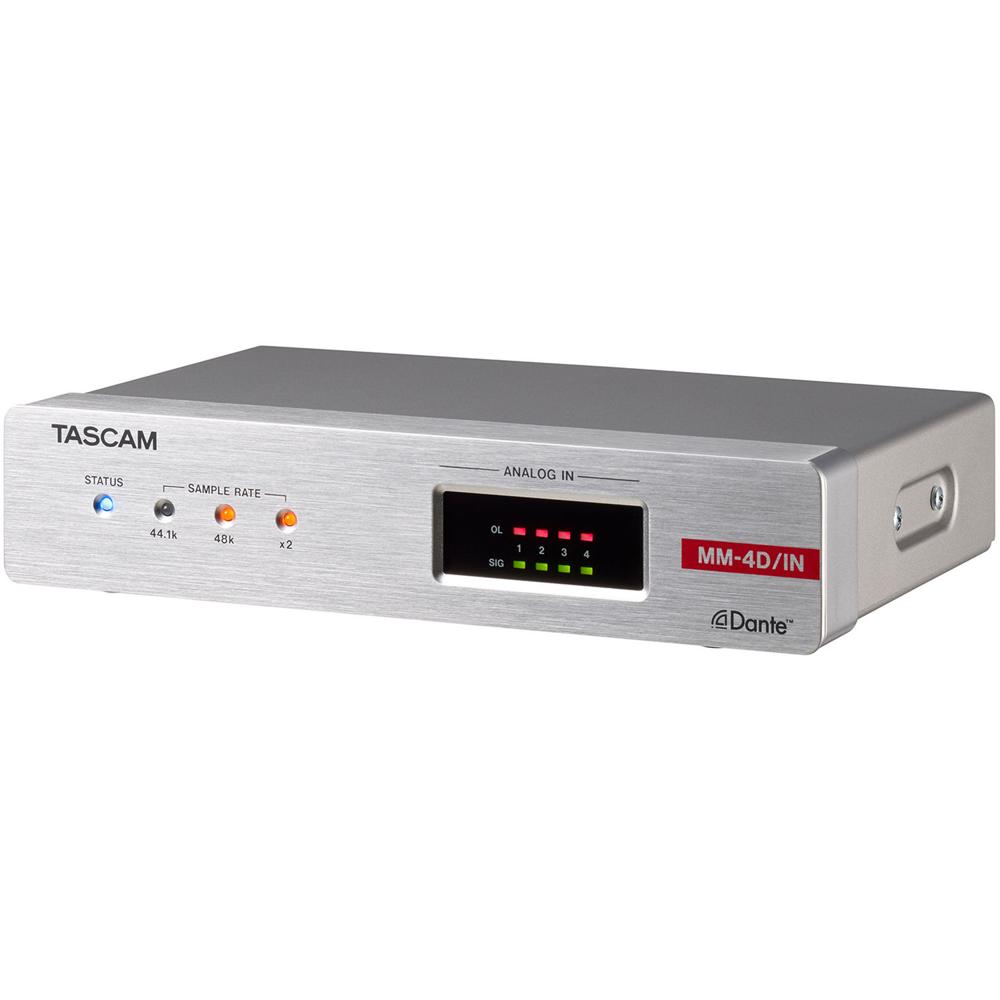 TASCAM MM-4D/IN-E Convertidor Dante de 4 Canales con Mezclador DSP Integrado, Entradas Mic