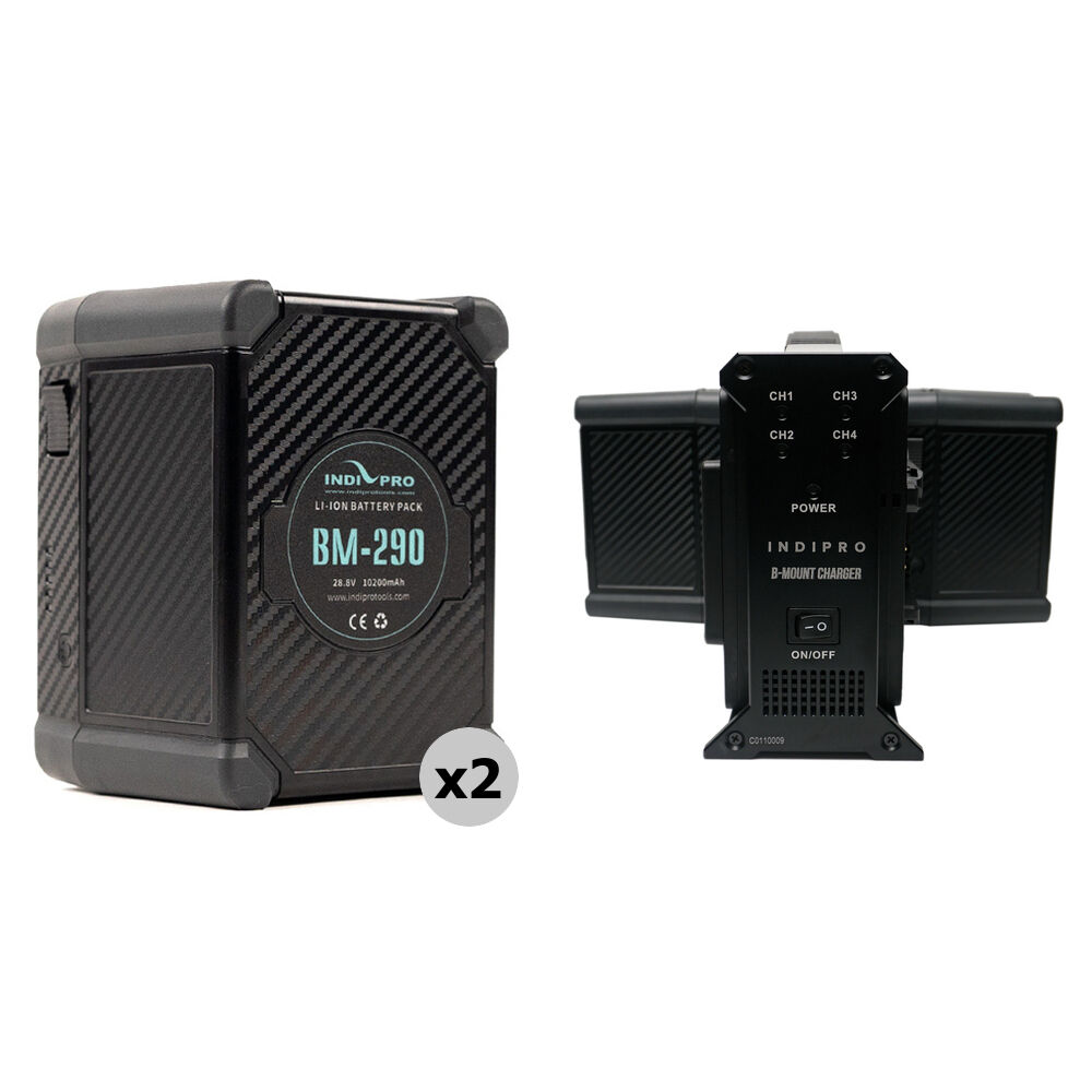 IndiPRO Tools Kit de Baterías con 2 Baterías de 298Wh y Cargador Cuádruple B-Mount