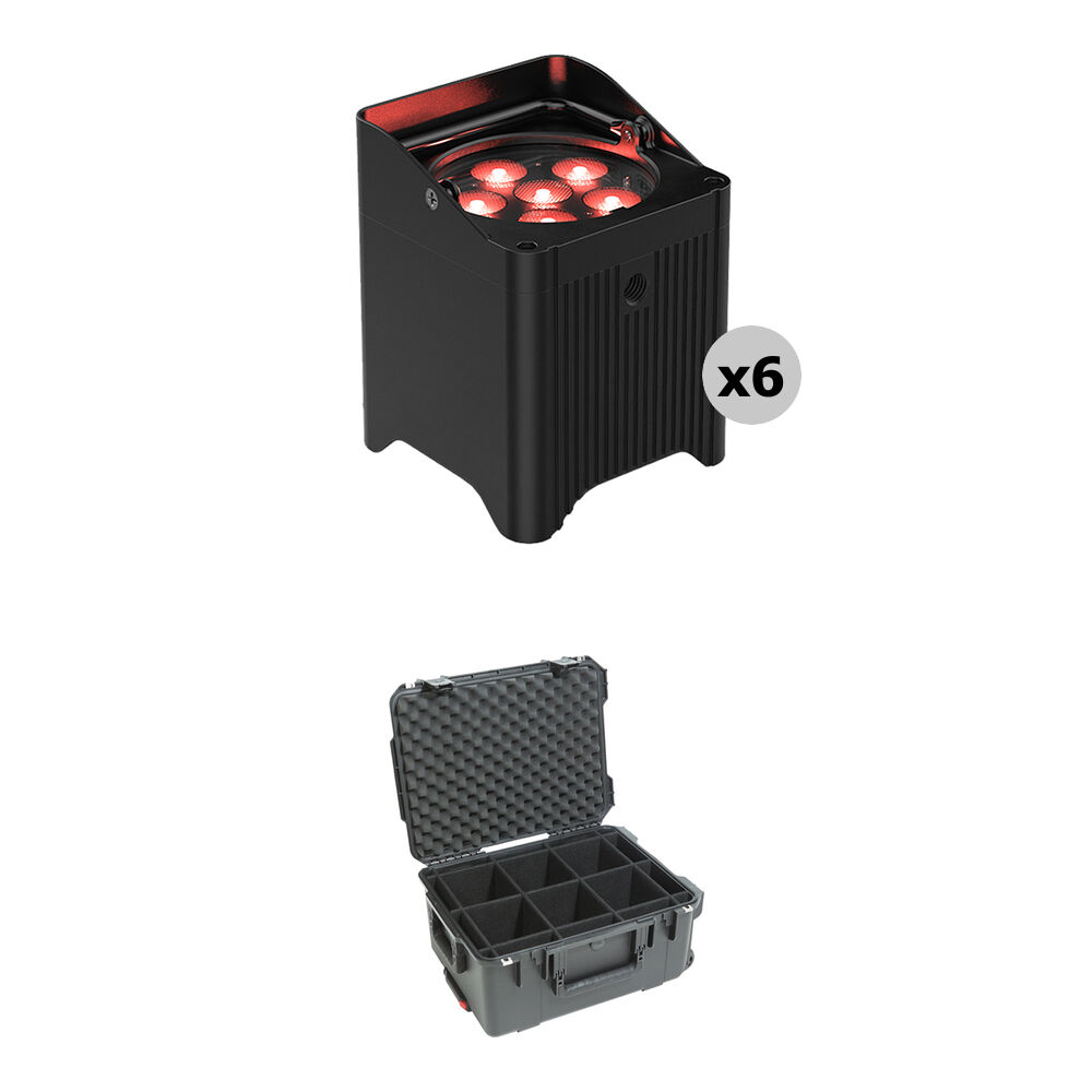 CHAUVET DJ Freedom Par T6 Kit - 6 Luces LED RGB a Batería con Estuche SKB iSeries 3i-2015