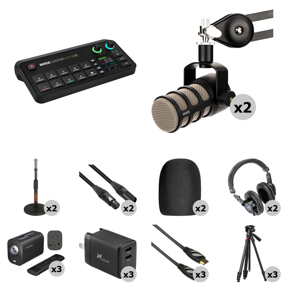RODE RODECaster Video S Consola de Producción Todo en Uno con Kit de Podcasting de 3 Cám