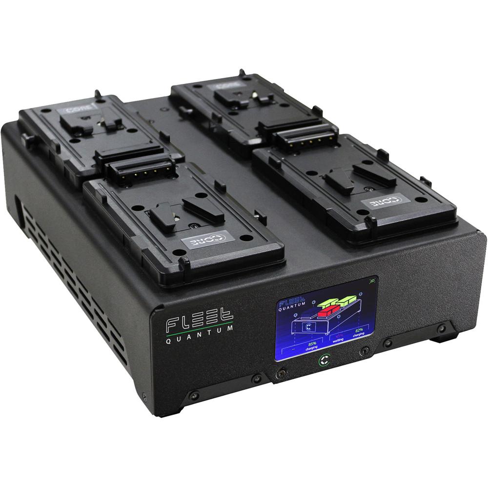 Core SWX Cargador FLEET Quantum 4 Posiciones V-Mount con Pantalla Táctil LCD Color