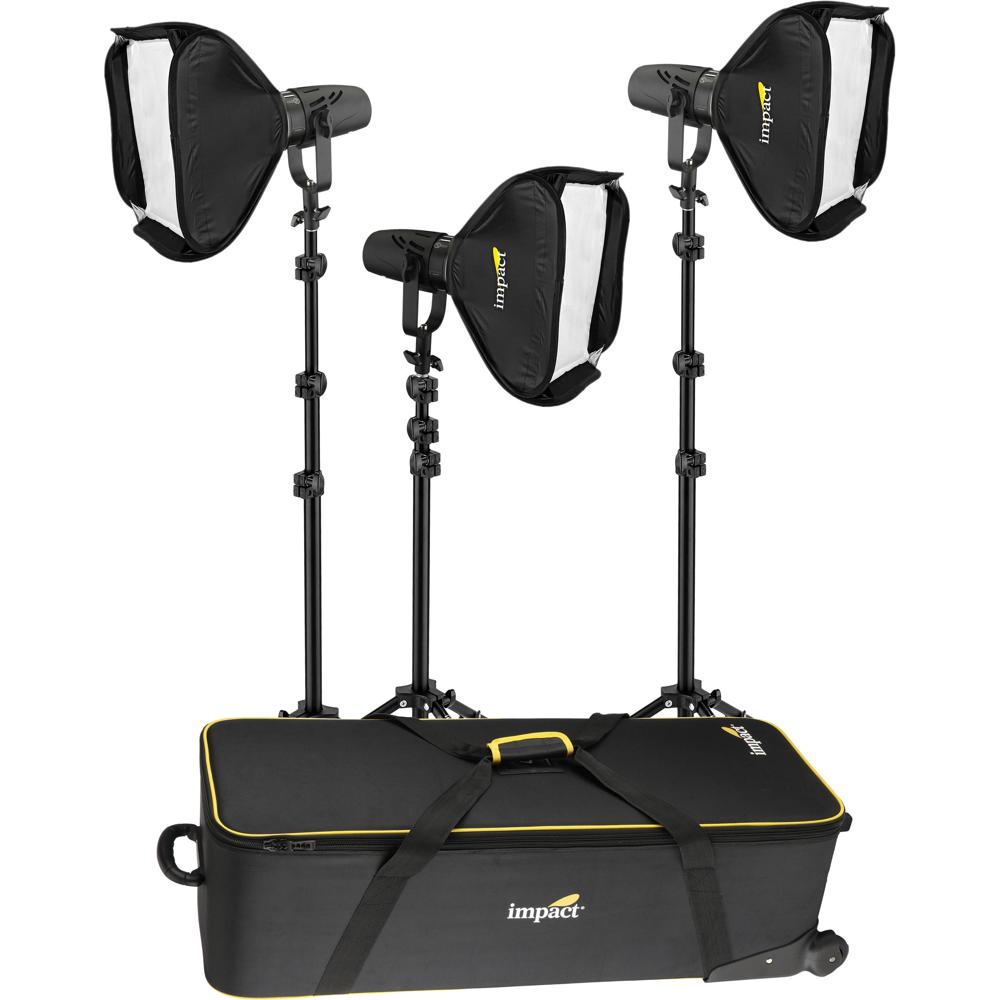 Genaray Kit de Iluminación Portátil Torpedo 3-LED con Softbox 24x24"" y Soportes de Luz