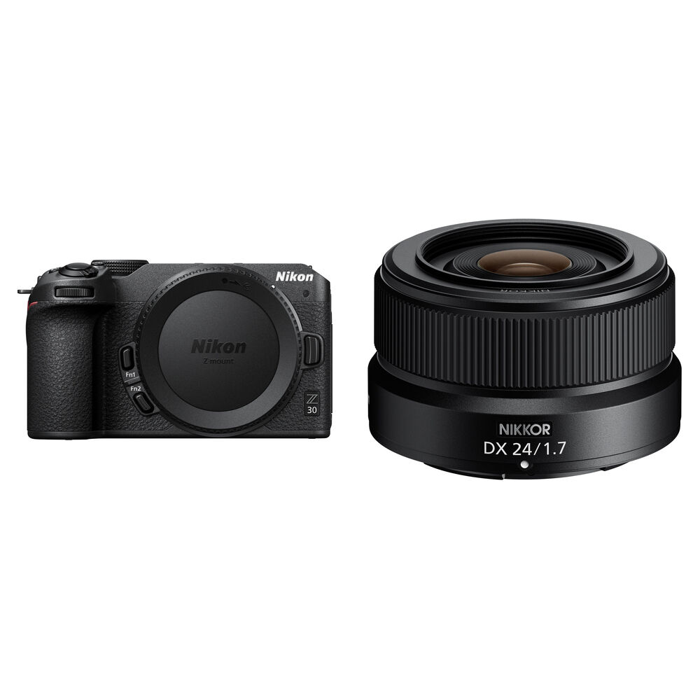 Nikon Z30 Cámara Mirrorless con Lente NIKKOR Z DX 24mm f/1.7 - Sensor CMOS de 20.9MP, Vid