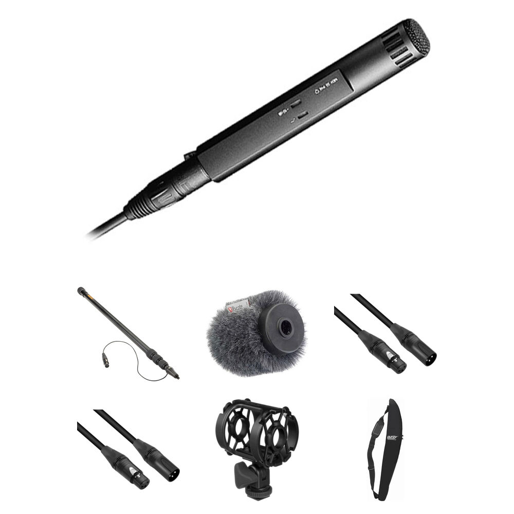 Sennheiser MKH 50 Micrófono Supercardioide con Boompole Auray BP-47A, Shockmount y Windsc