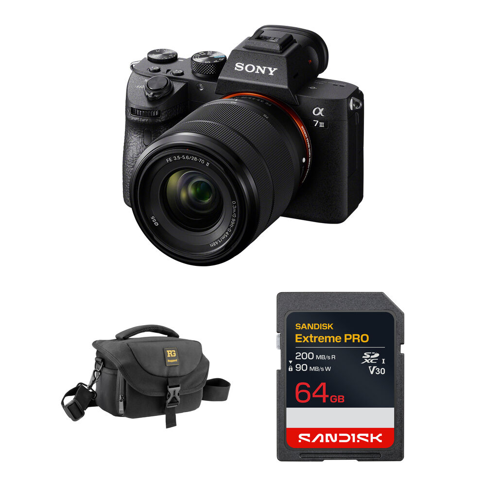 Sony Cámara Mirrorless a7 III con Lente FE 28-70mm f/3.5-5.6 y Accesorios Básicos