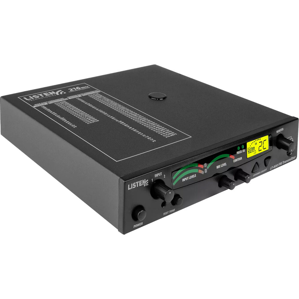 Listen Technologies Transmisor RF Estacionario 216 MHz - 57 Canales, Pantalla LCD, Rack Mo