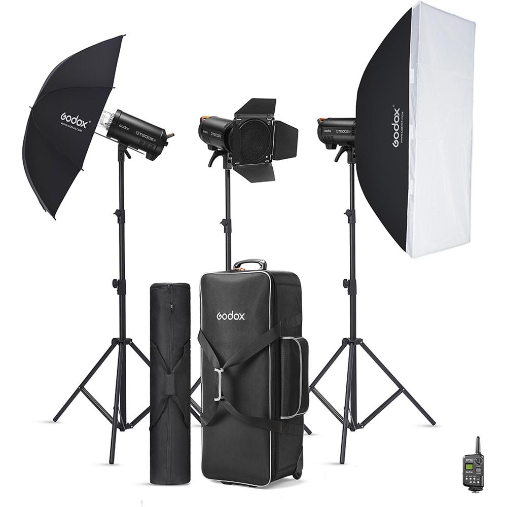 Godox QT600IIIM Kit de Flash Estudio Monolight 3 Luces 600Ws con Softbox y Paraguas