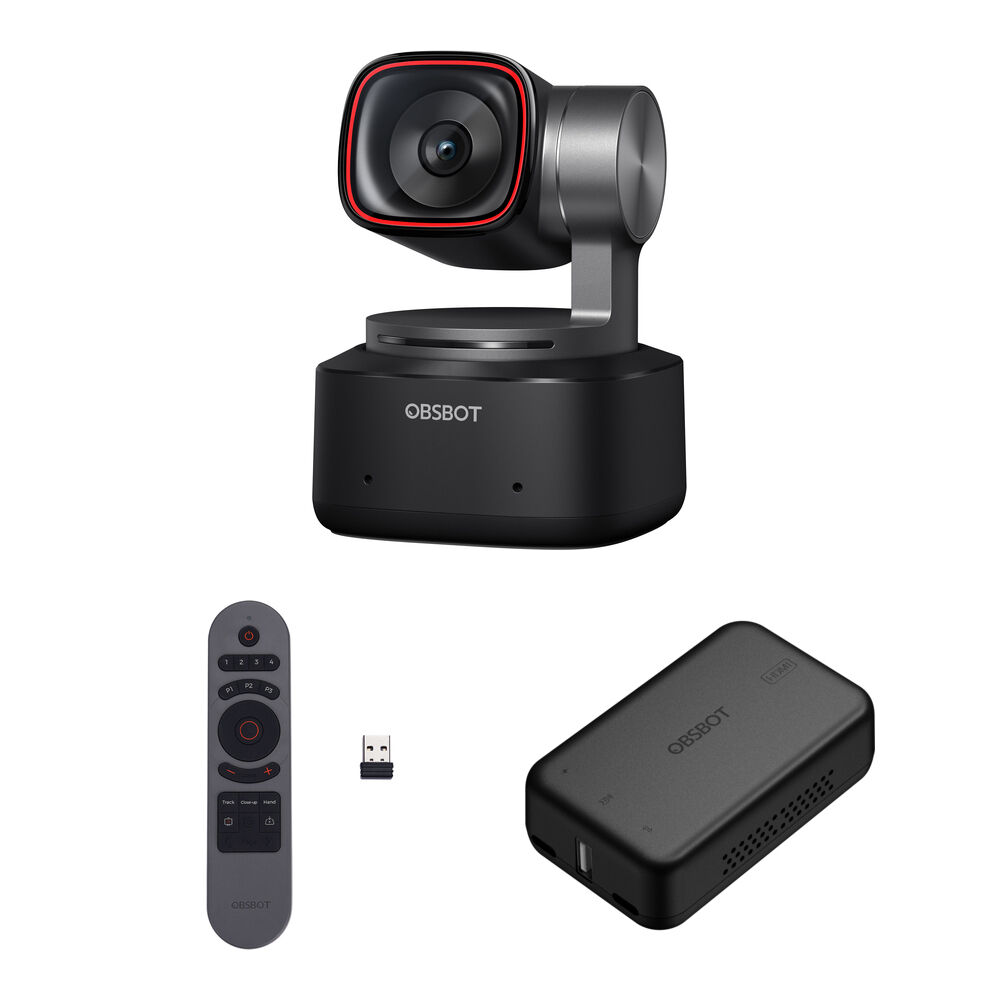 OBSBOT Tiny 2 Webcam PTZ 4K con Control Remoto Inteligente y Adaptador UVC a HDMI