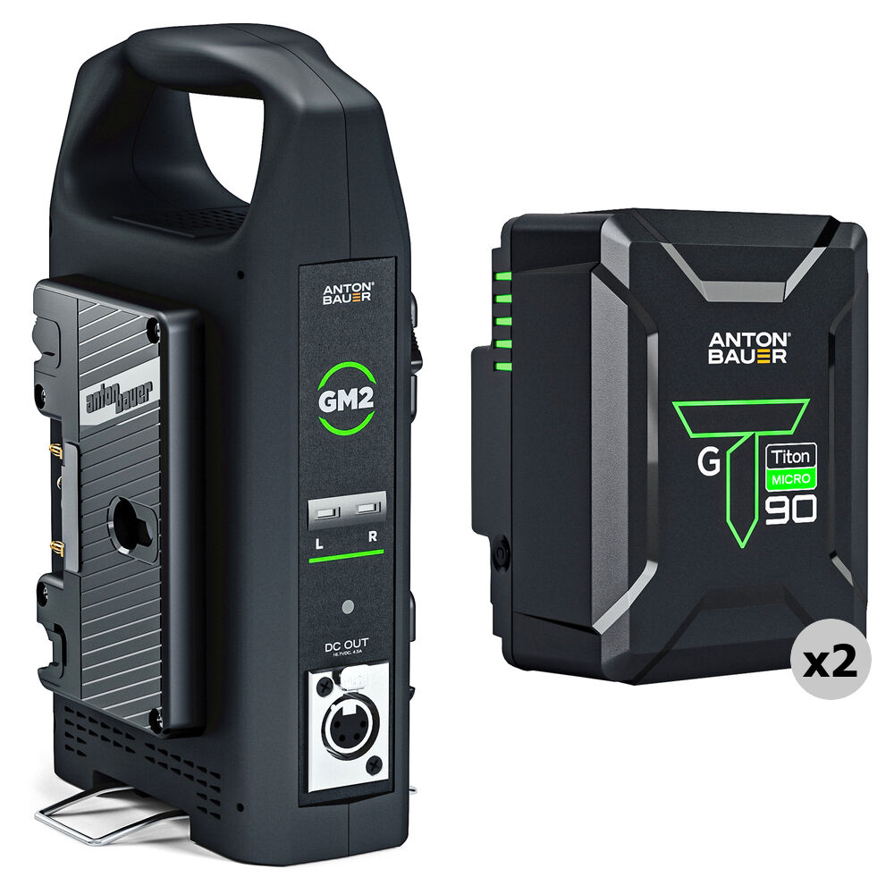 Anton/Bauer Titon Micro 90 Kit de 2 Baterías con Cargador Doble GM2 (Gold Mount) - 2 x 98