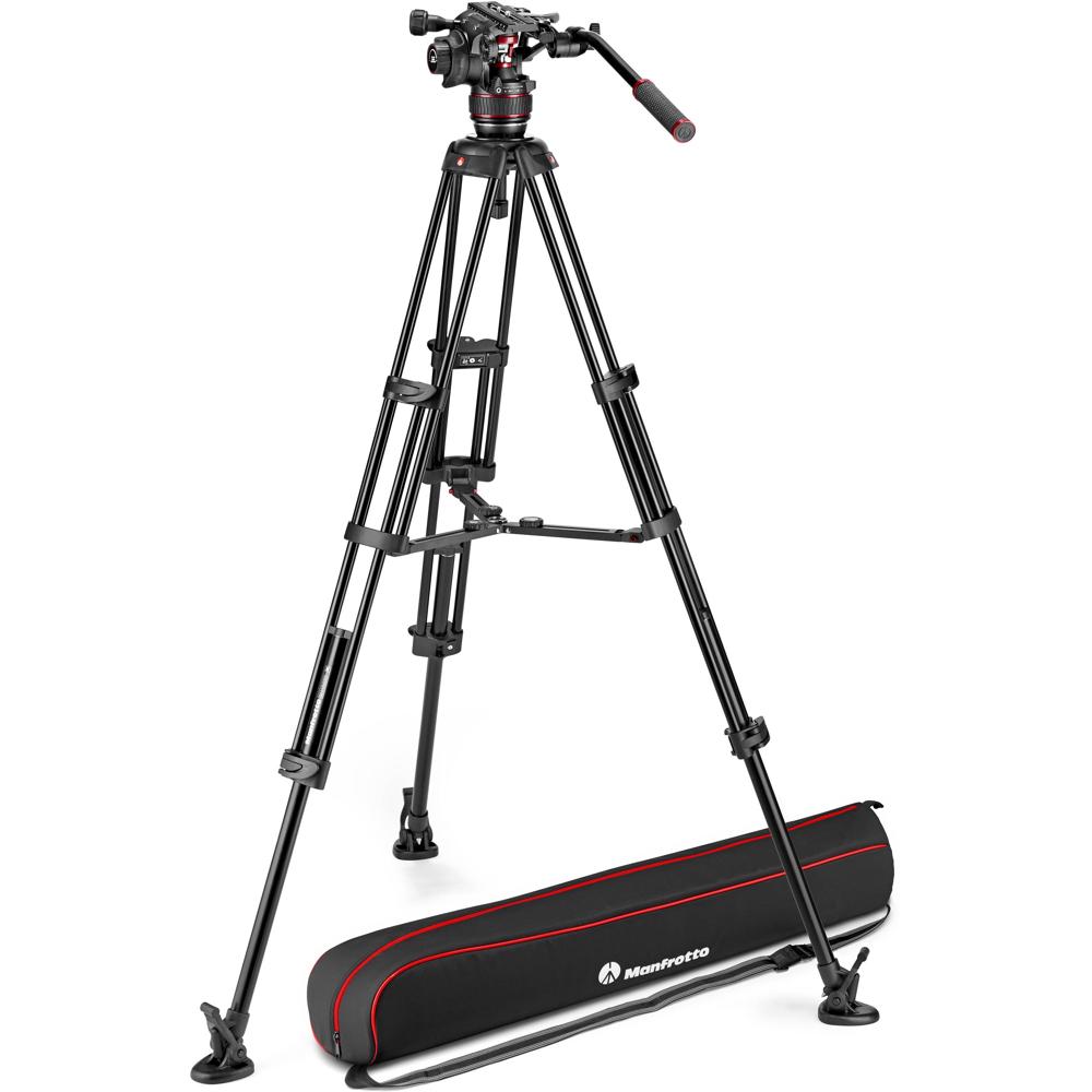 Manfrotto Cabezal de Video Nitrotech 608 con Trípode de Aluminio de Piernas Dobles y Espa