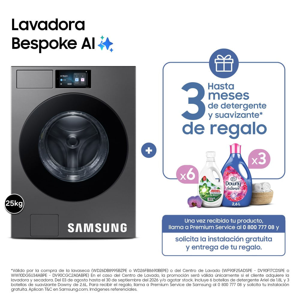 Lavadora Samsung 25Kg WF90F25ADSPE Acero Oscuro