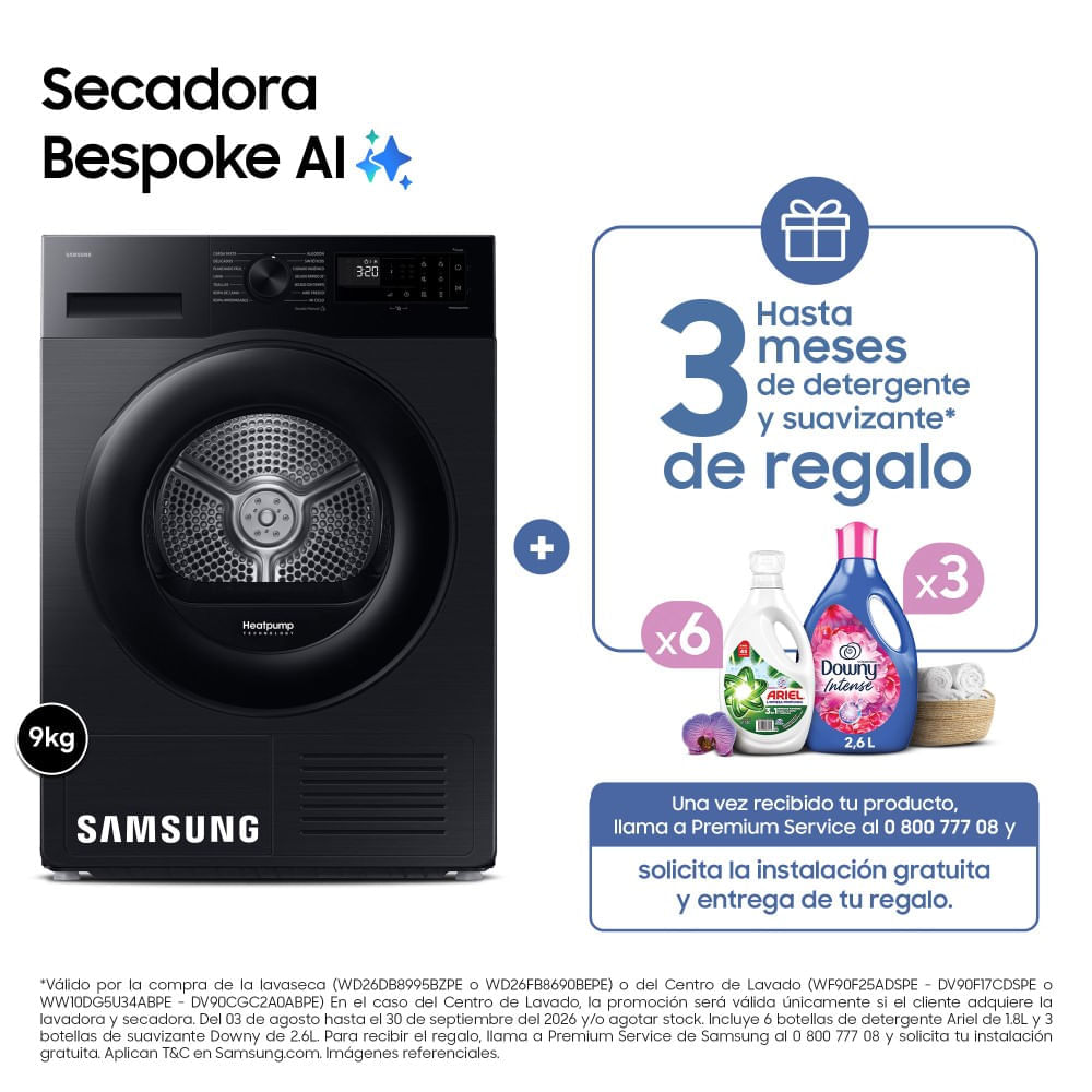 Secadora Samsung Bespoke AI 9Kg DV90CGC2A0ABPE Negra