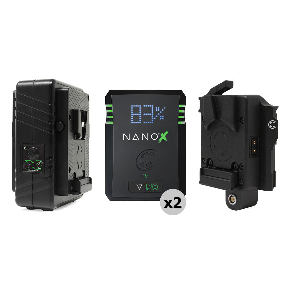 Core SWX NANOX V150 Kit: 2 Baterías V-Mount, Cargador Dual GP-X2S y Placa para RED KOMODO