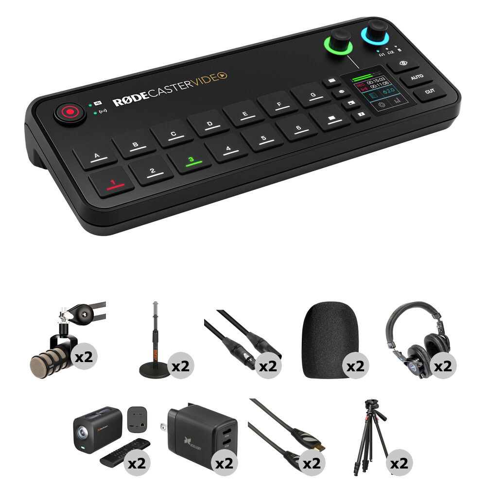 RODE RODECaster Video All-in-One Production Console Kit 2-Cámaras con PodMics y Accesorio