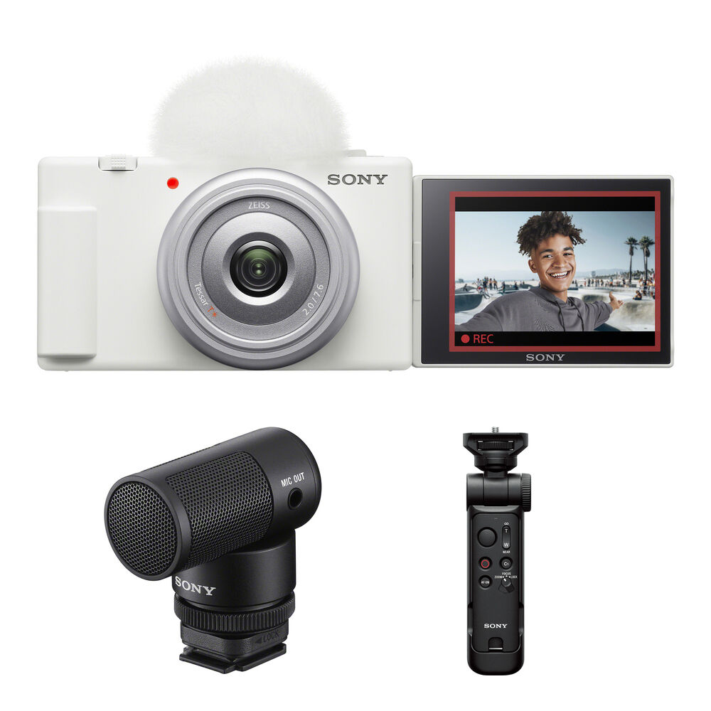 Sony ZV-1F Cámara Vlogging con Kit de Creación de Contenido - Micrófono Shotgun, Grip I