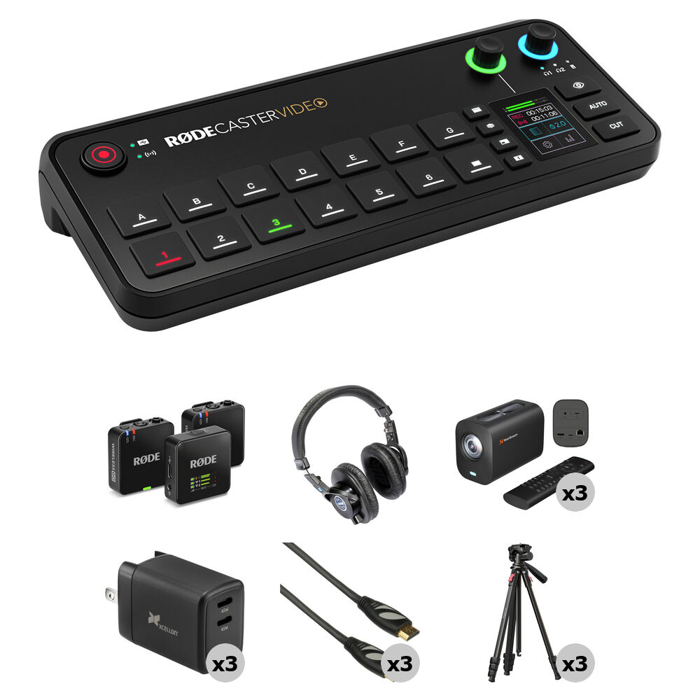 RODE RODECaster Video All-in-One Production Console 3-Camera Creator Kit - Incluye 3 cáma