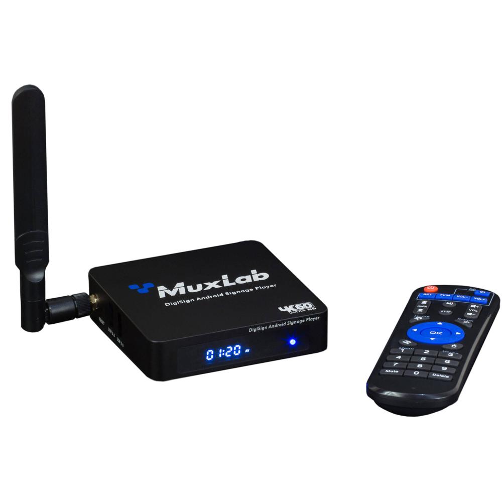 MuxLab DigiSign Android Signage Player 4K60, Soporte Multiview, 64GB Memoria Interna, HDMI