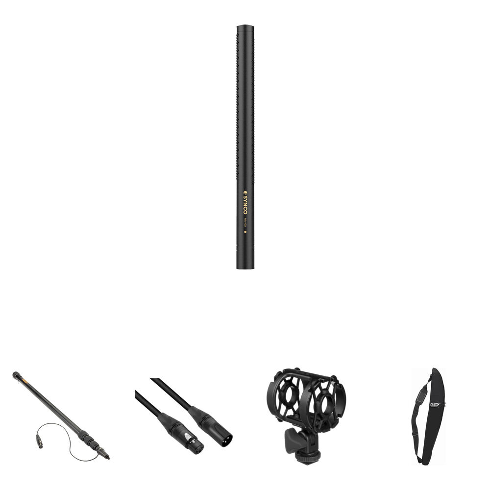 Synco Mic-D2 Micrófono Shotgun Hipercardioide con Boompole de 7.5' y Accesorios