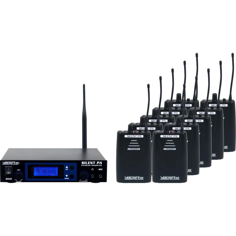 VocoPro SilentPA-SEMINAR10 Sistema de Audio Inalámbrico con Transmisor de Mesa y 10 Recep