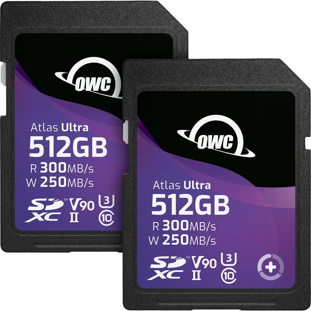 OWC Atlas Ultra 512GB UHS-II SDXC Memory Card - 300 MB/s Lectura, 250 MB/s Escritura, Resi
