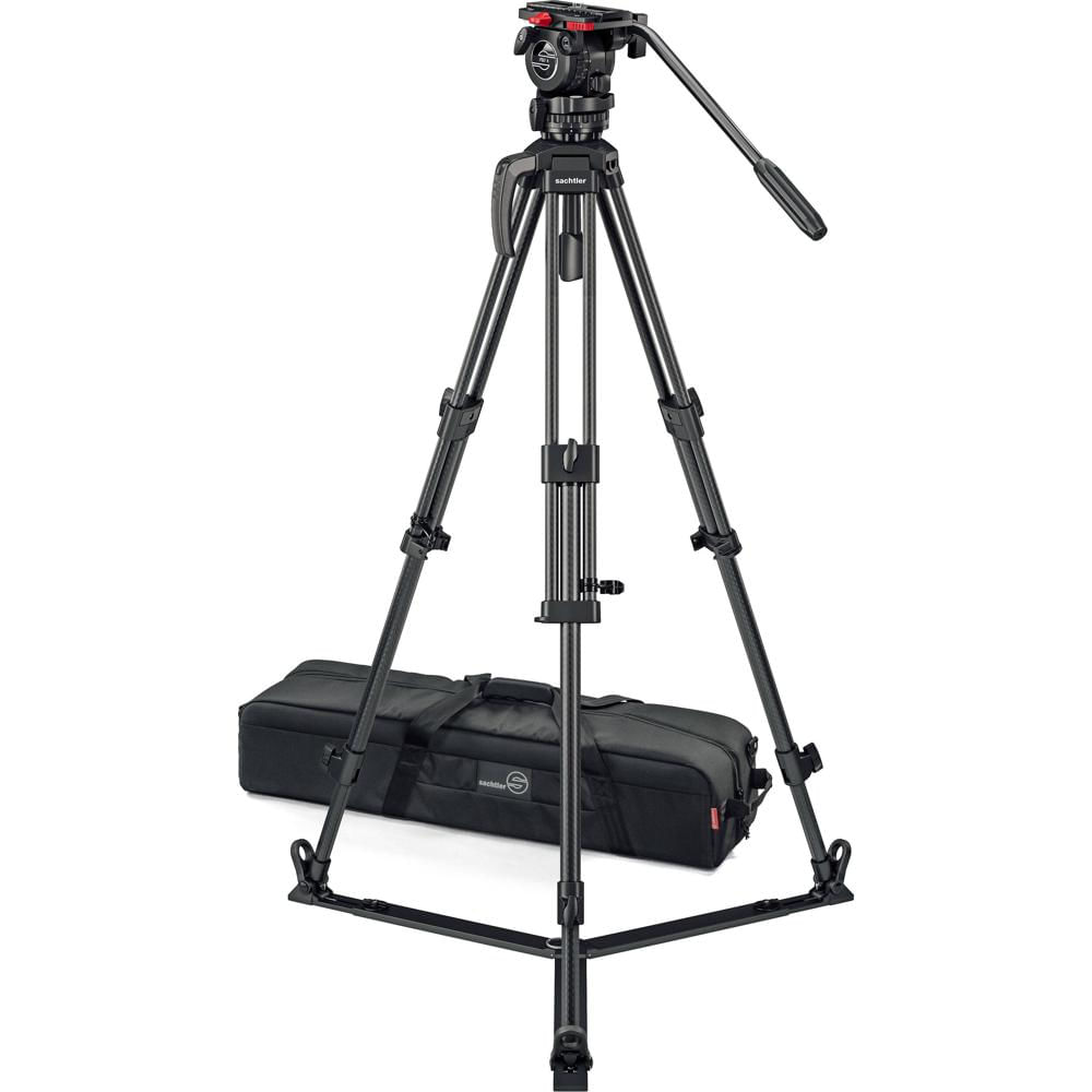 Sachtler Tripode de Carbono 75/2 Mark II con Cabezal Fluido FSB 4 y Esparcidor de Suelo -