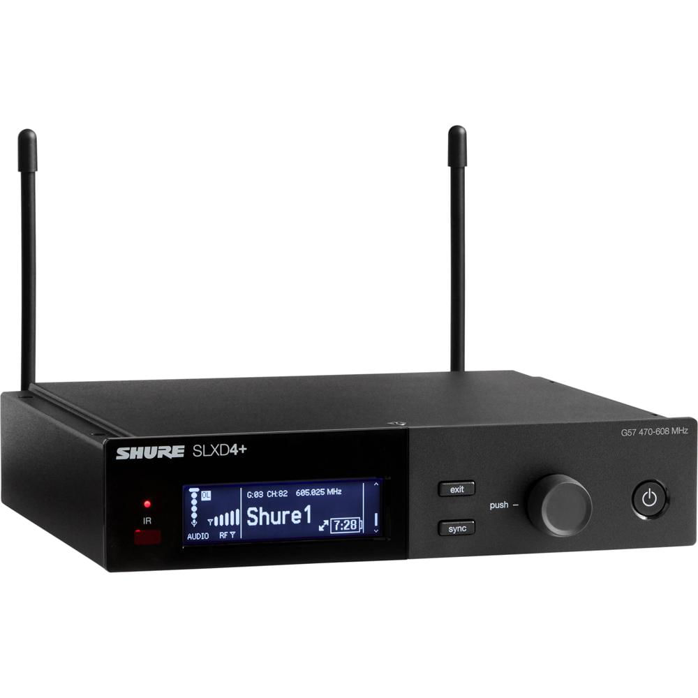 Shure SLXD4+ Receptor Inalámbrico Digital de Montaje en Rack - 470 a 608 MHz, Audio Digit
