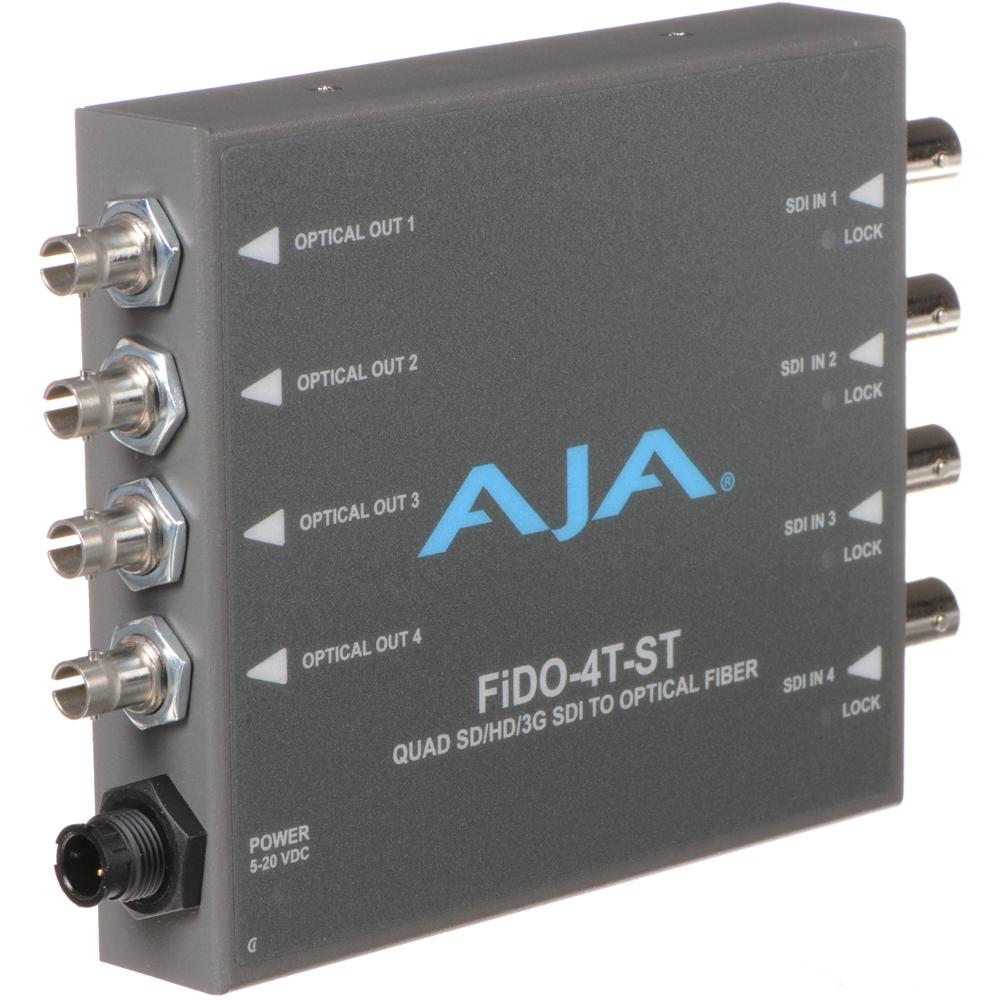 AJA FiDO-4T-ST Mini Converter 3G-SDI a ST Fiber, Cuatro Entradas 3G-SDI, Salidas de Fibra