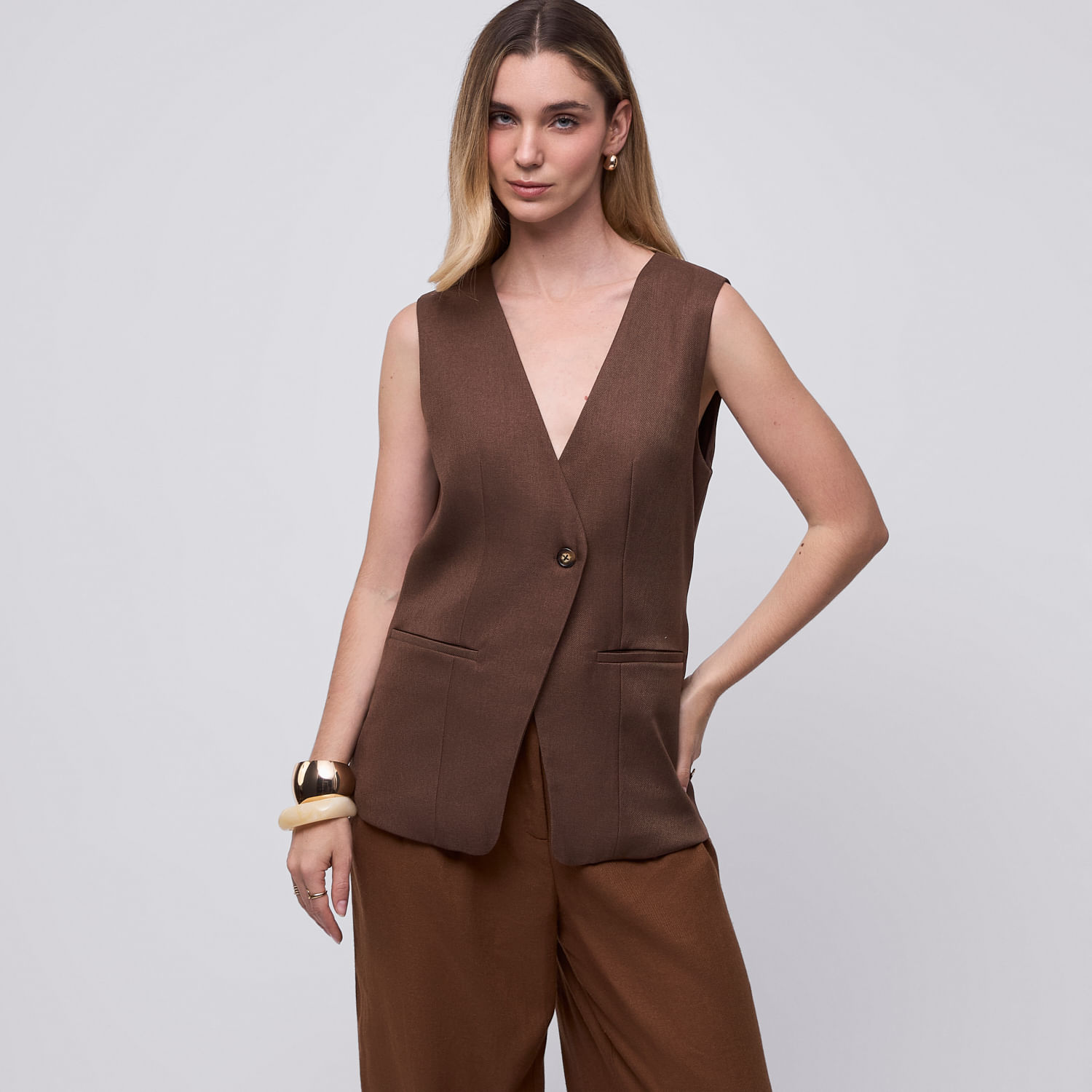 Chaleco Mujer Pinzas Malabar Marrón M