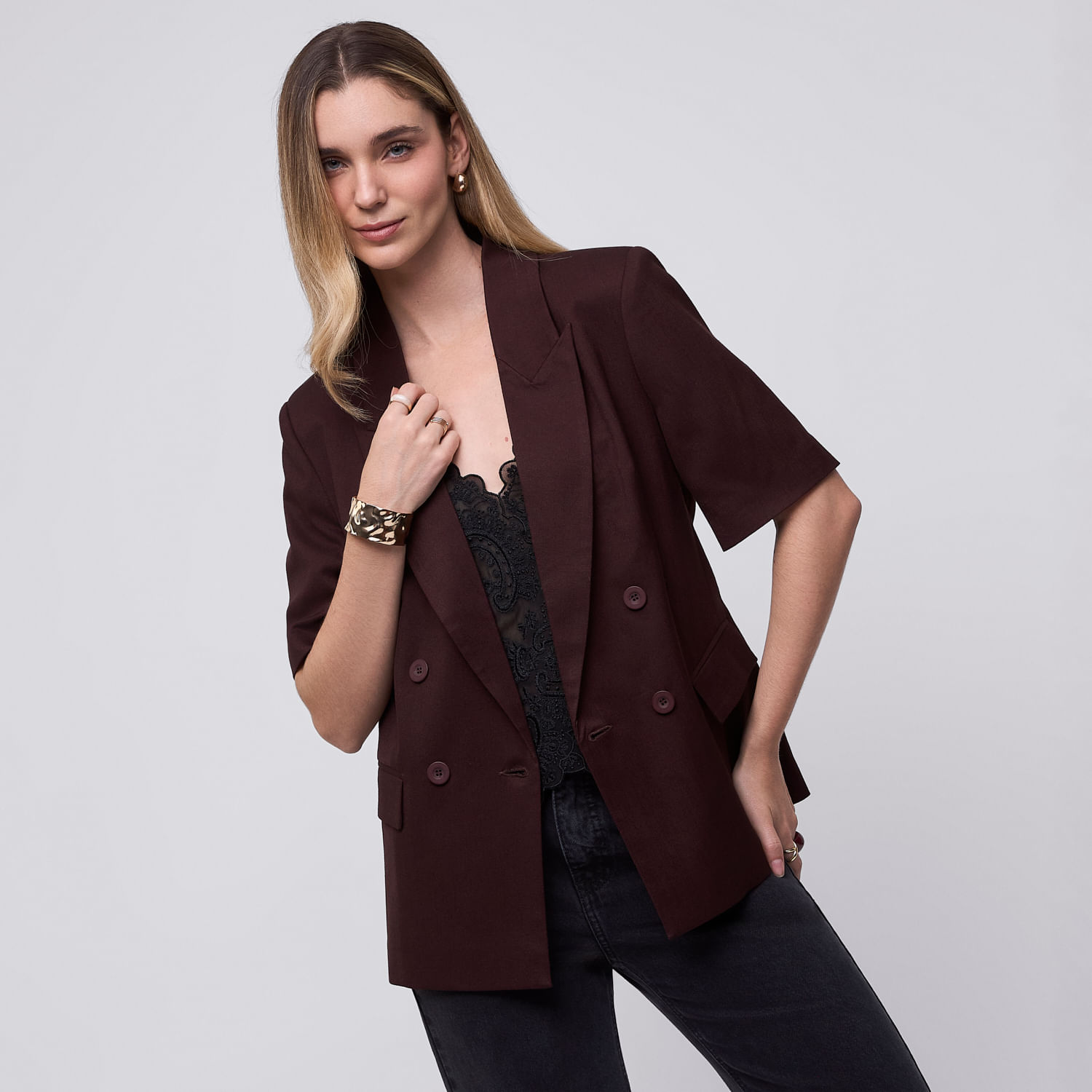 Blazer Mujer Cruce Malabar Marrón Xs