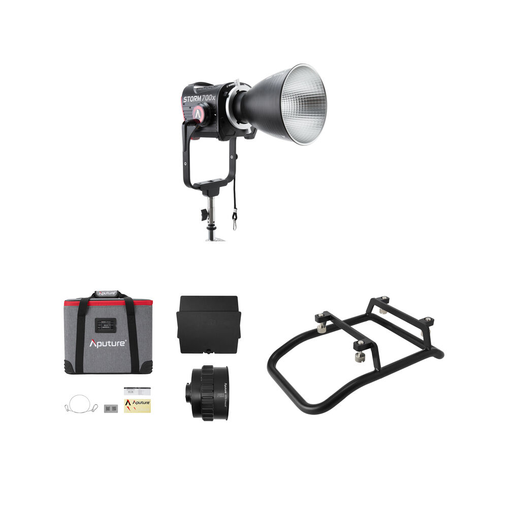 Aputure STORM 700x Monolight LED Cine Kit con Fresnel CF10 y Barndoors