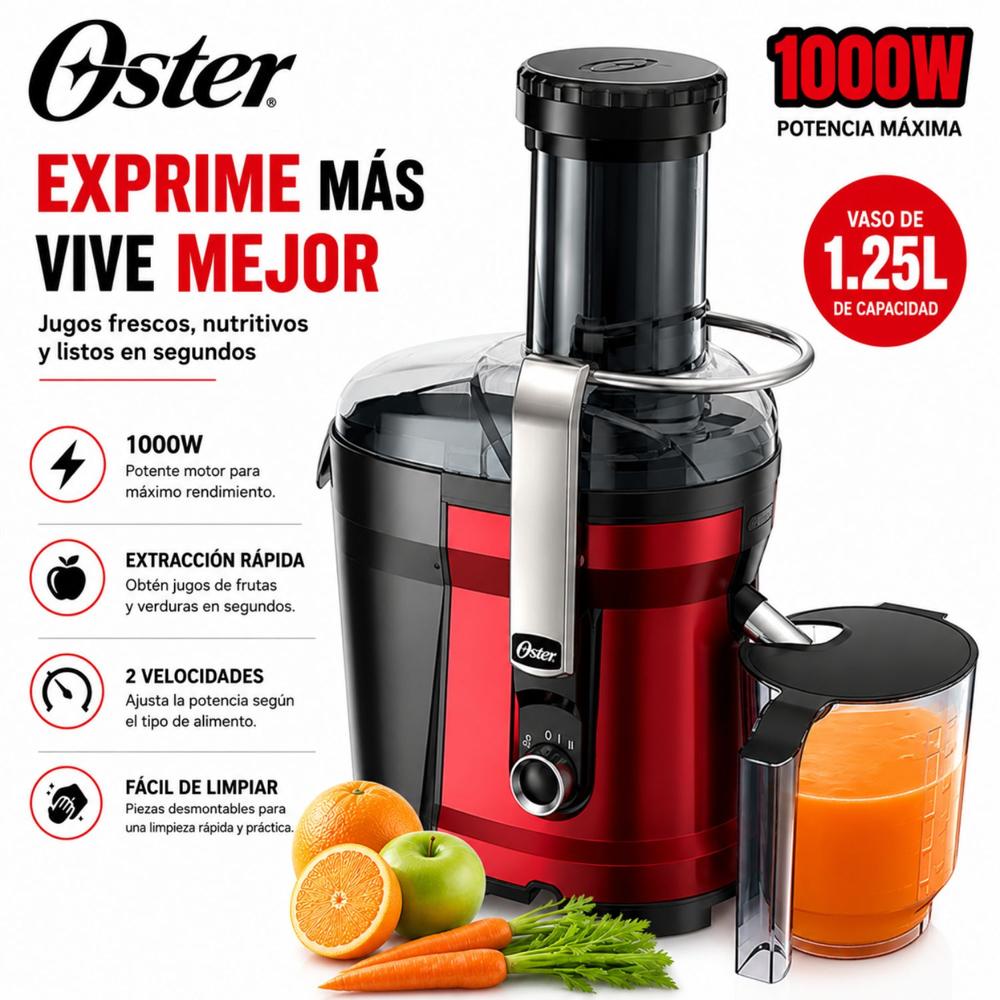 Extractor de Jugos OSTER FPSTJE318R ROJO 1000W