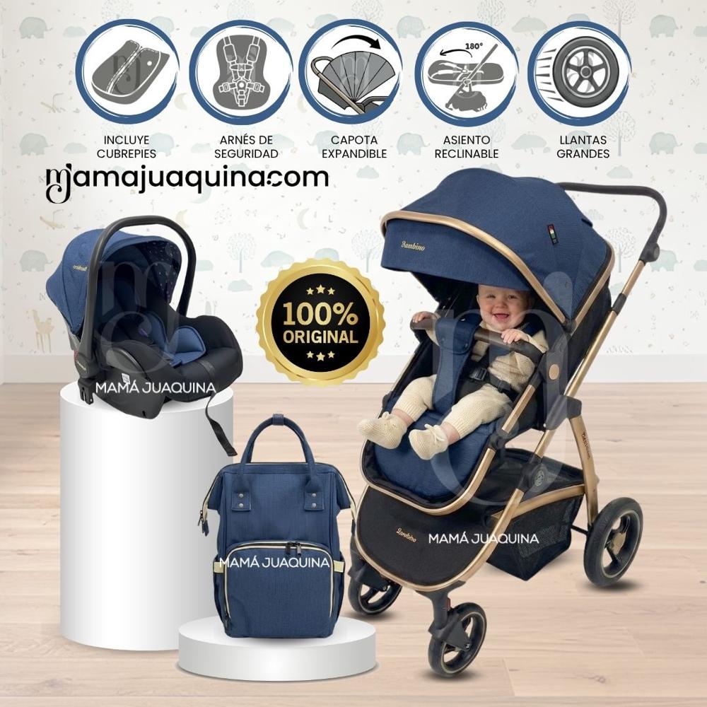 Coche Moisés Travel System SPEED PRINCE PLUS con Mochila Pañalera y Portabebé Blue