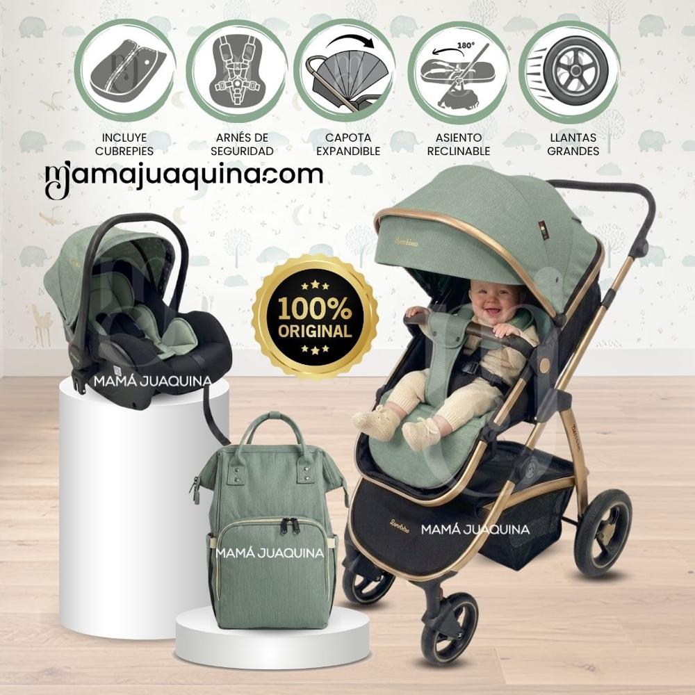 Coche Moisés Travel System SPEED PRINCE PLUS con Mochila Pañalera y Portabebé Green