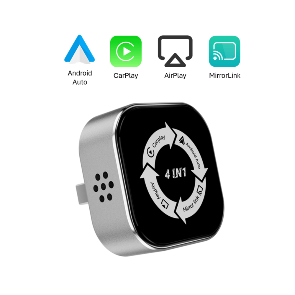 Adaptador 4 en 1 CarPlay Android Auto Inalámbrico - Espejo Pantalla Auto