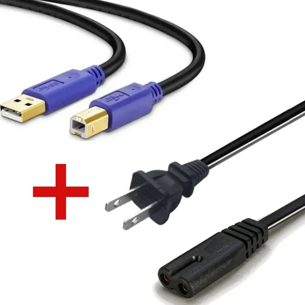 Cable Usb Para Impresora + Cable Poder Alimentación Impresora