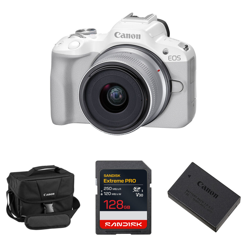 Canon EOS R50 Cámara Mirrorless 24.2MP con Lente RF-S 18-45mm f/4.5-6.3 IS STM y Kit Esen
