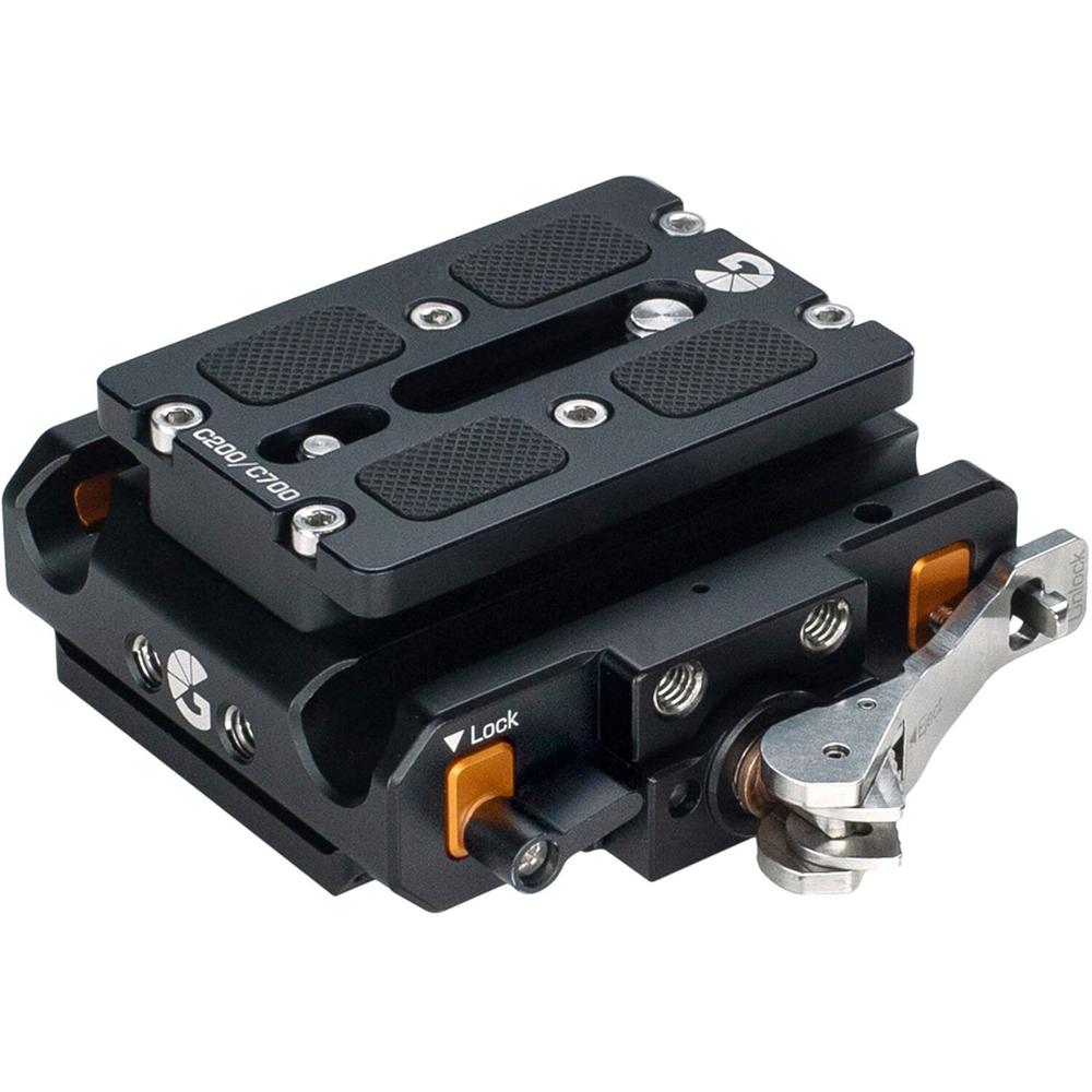 Bright Tangerine LeftField 3 Baseplate para Canon C500 Mark II y C300 Mark III con Riser y