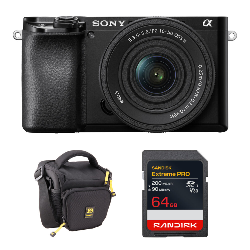 Sony Cámara Mirrorless a6100 con Lente E PZ 16-50mm f/3.5-5.6 II y Accesorios Básicos