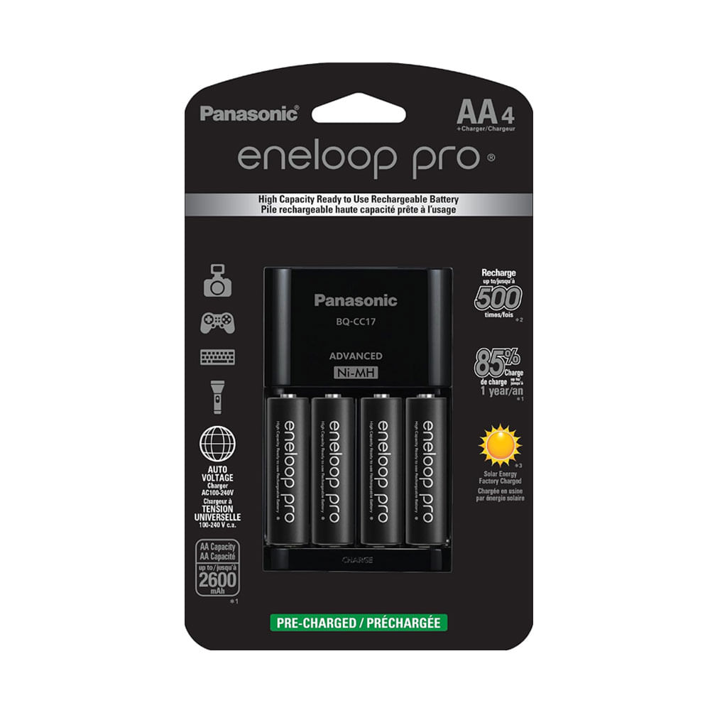 Pilas Recargables Panasonic Eneloop Pro 2500mAh x4 AA y Cargador BQ-CC17