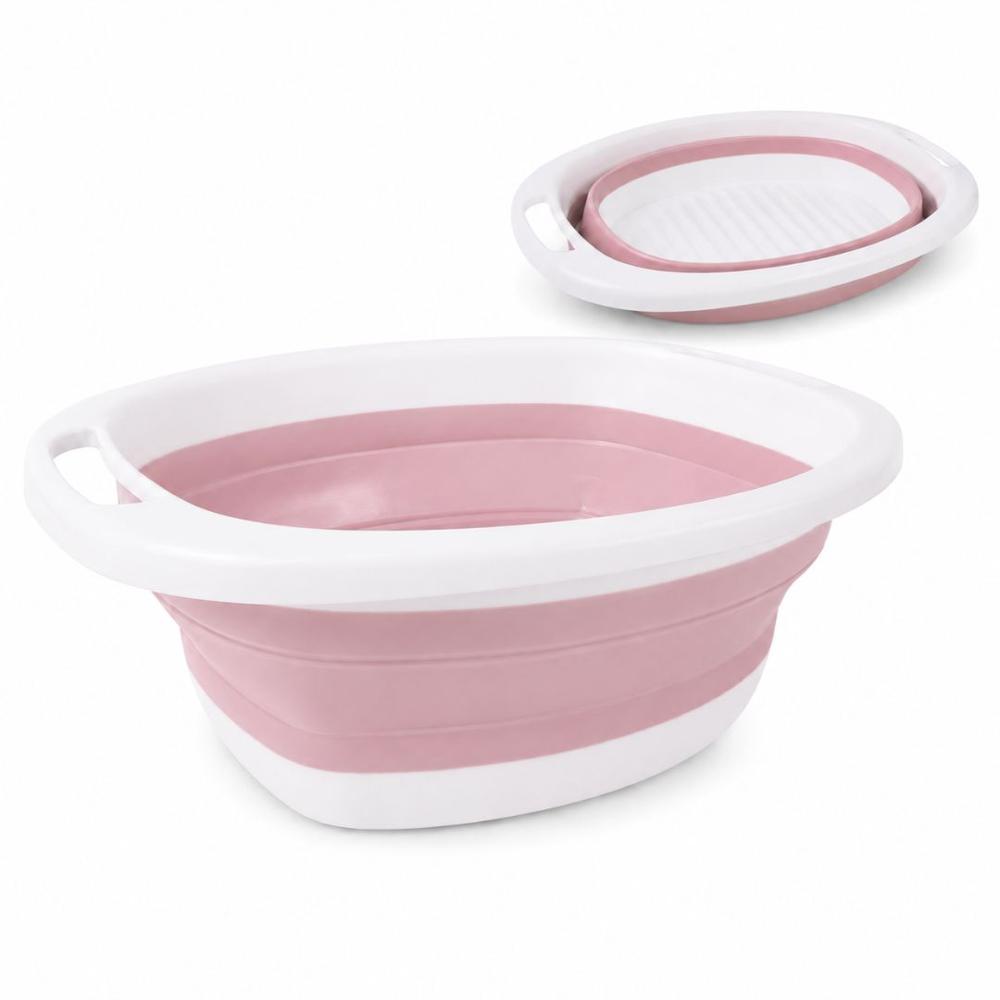 Lavadero Tina Plegable de Silicona Multifuncional Portátil con Asas Rosado