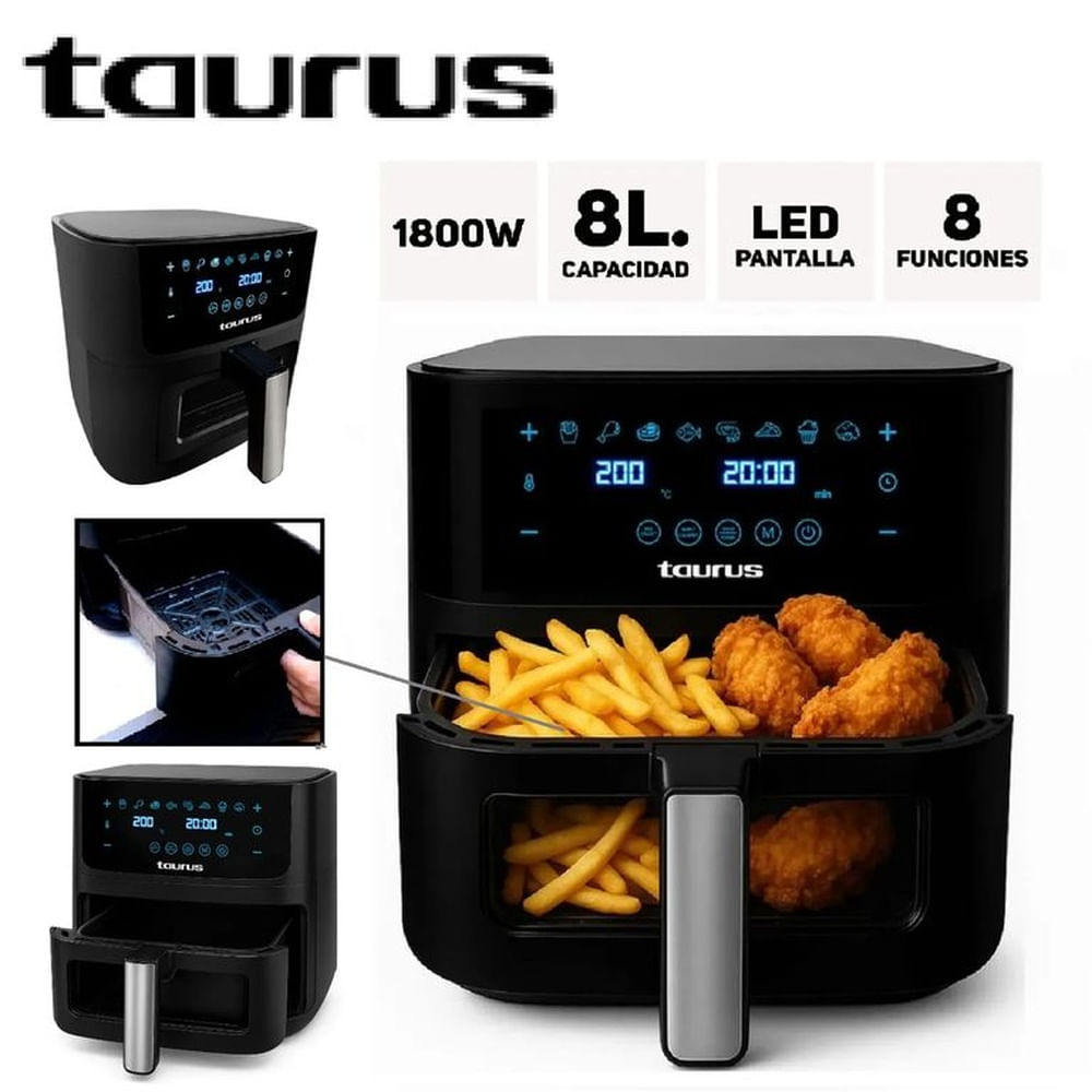 Freidora de Aire Taurus Aero Crispy 8 Litros Digital -Negro