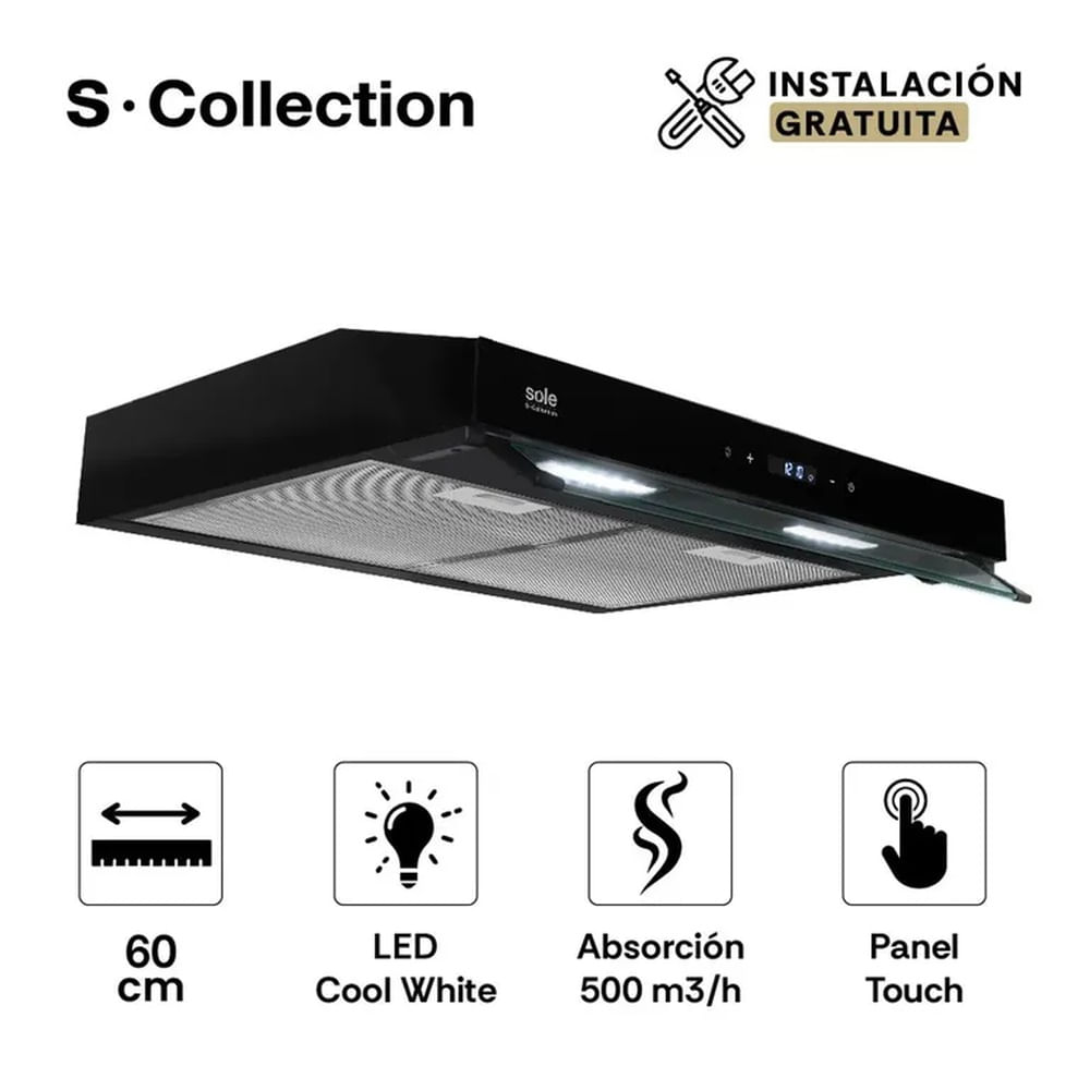 CAMPANA EXTRACTORA SLIM BLACK S-COLLECTION 60CM TURE18CO