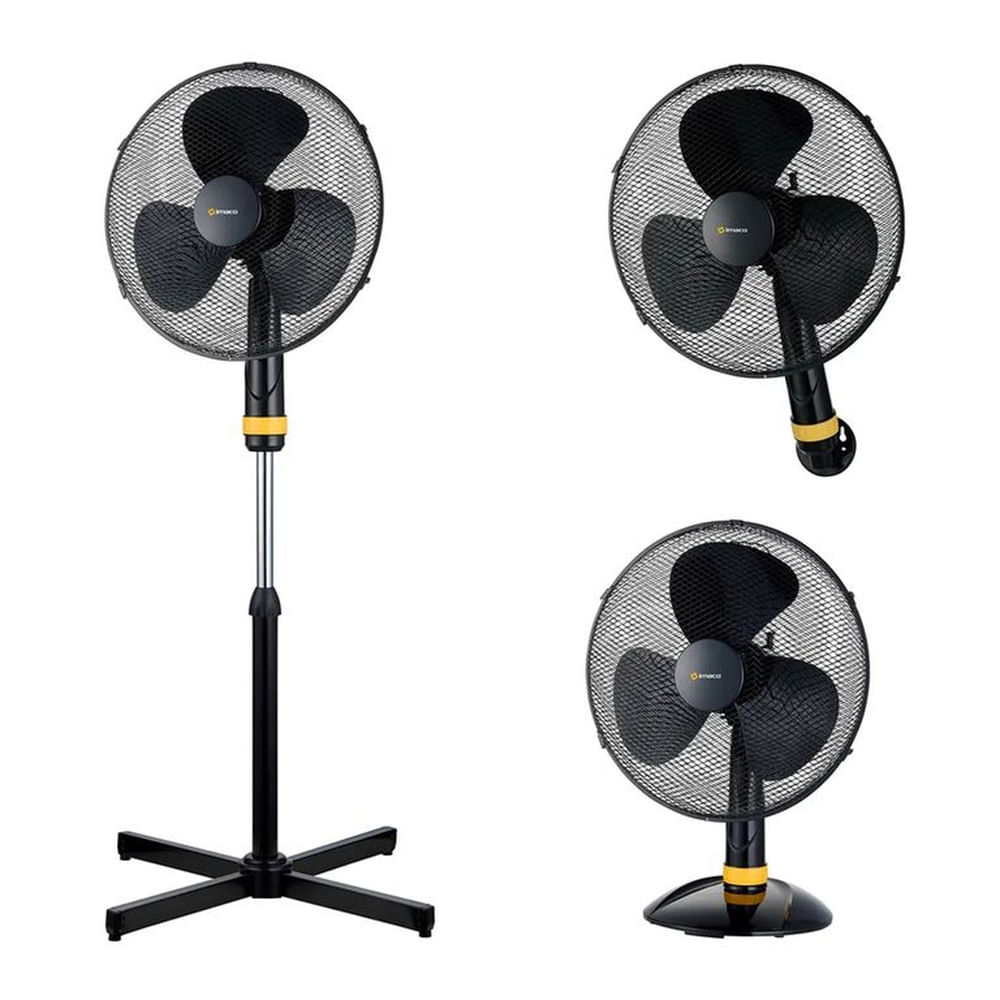 Ventilador 3 en 1 Imaco 16"" Pedestal Mesa Pared FSM1650 Negro