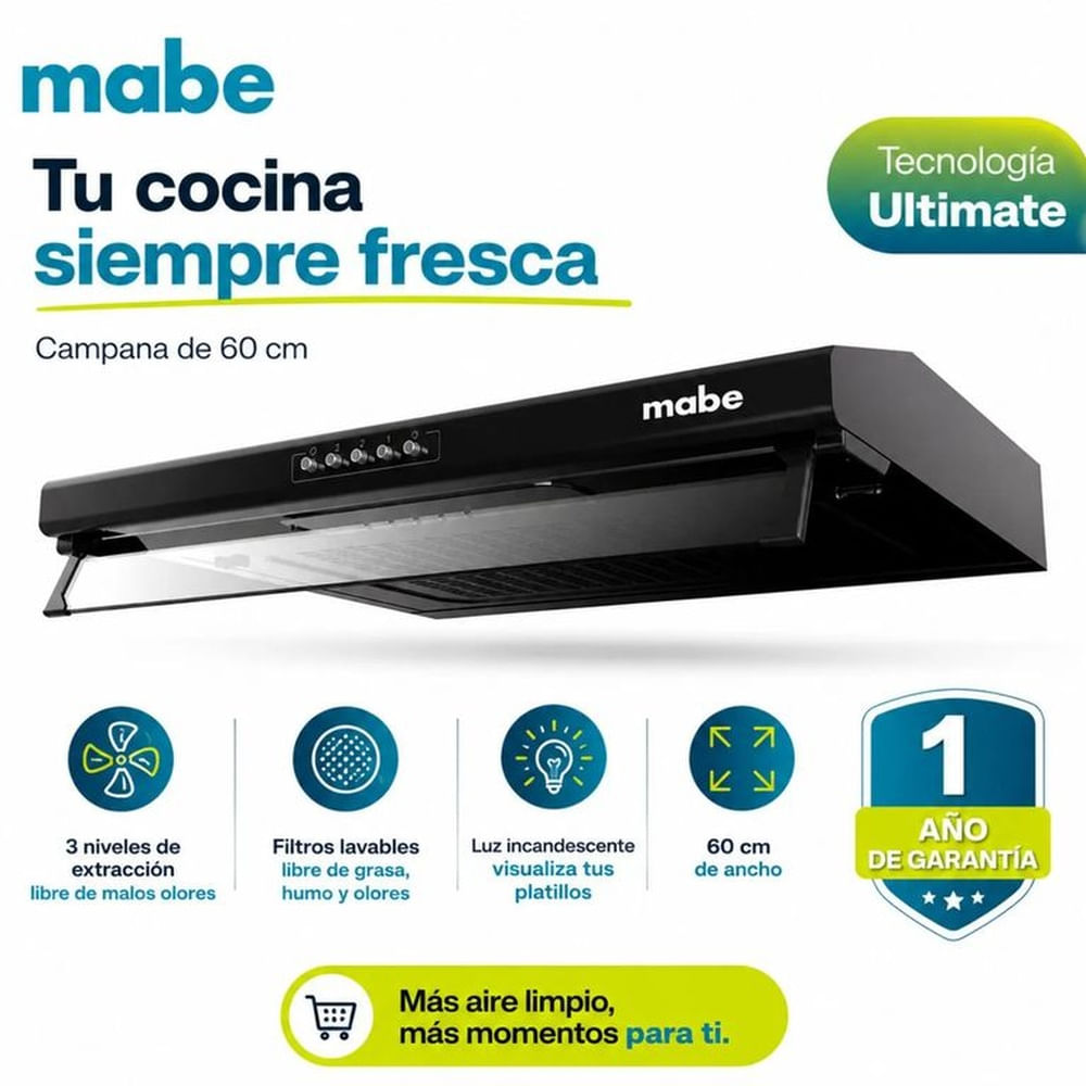 Campana Extractora Mabe CMU6020PB0 60cm
