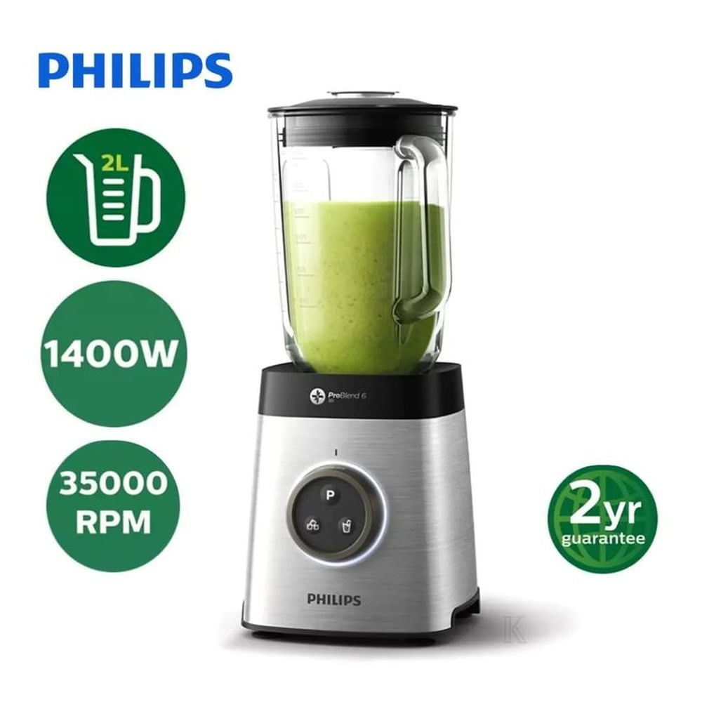 Licuadora Philips de 1400W en Acero Inoxidable HR365200