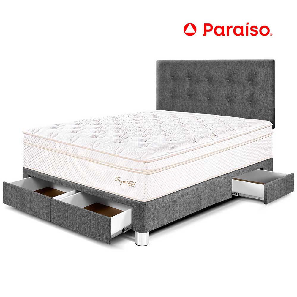 Dormitorio Royal Cloud Cajones 2 Plazas Gris