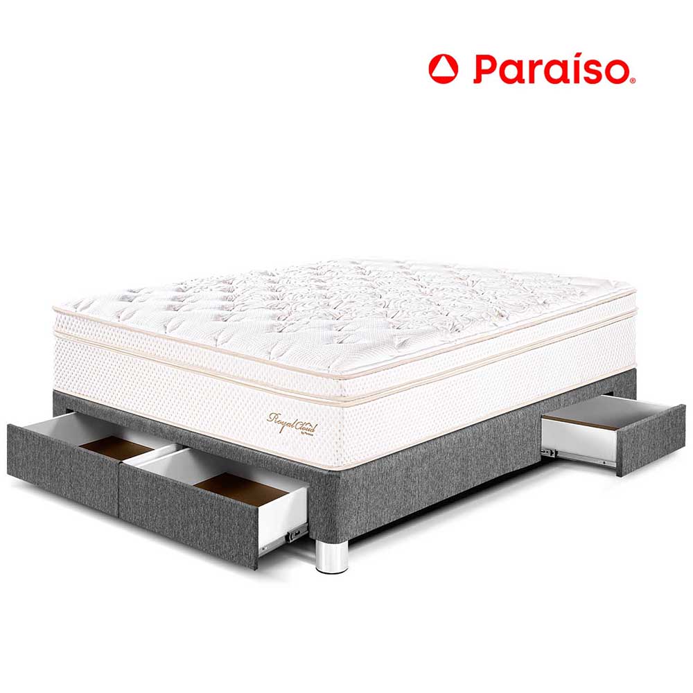 Cama Royal Cloud Con Cajones - Gris 2.0 Plz