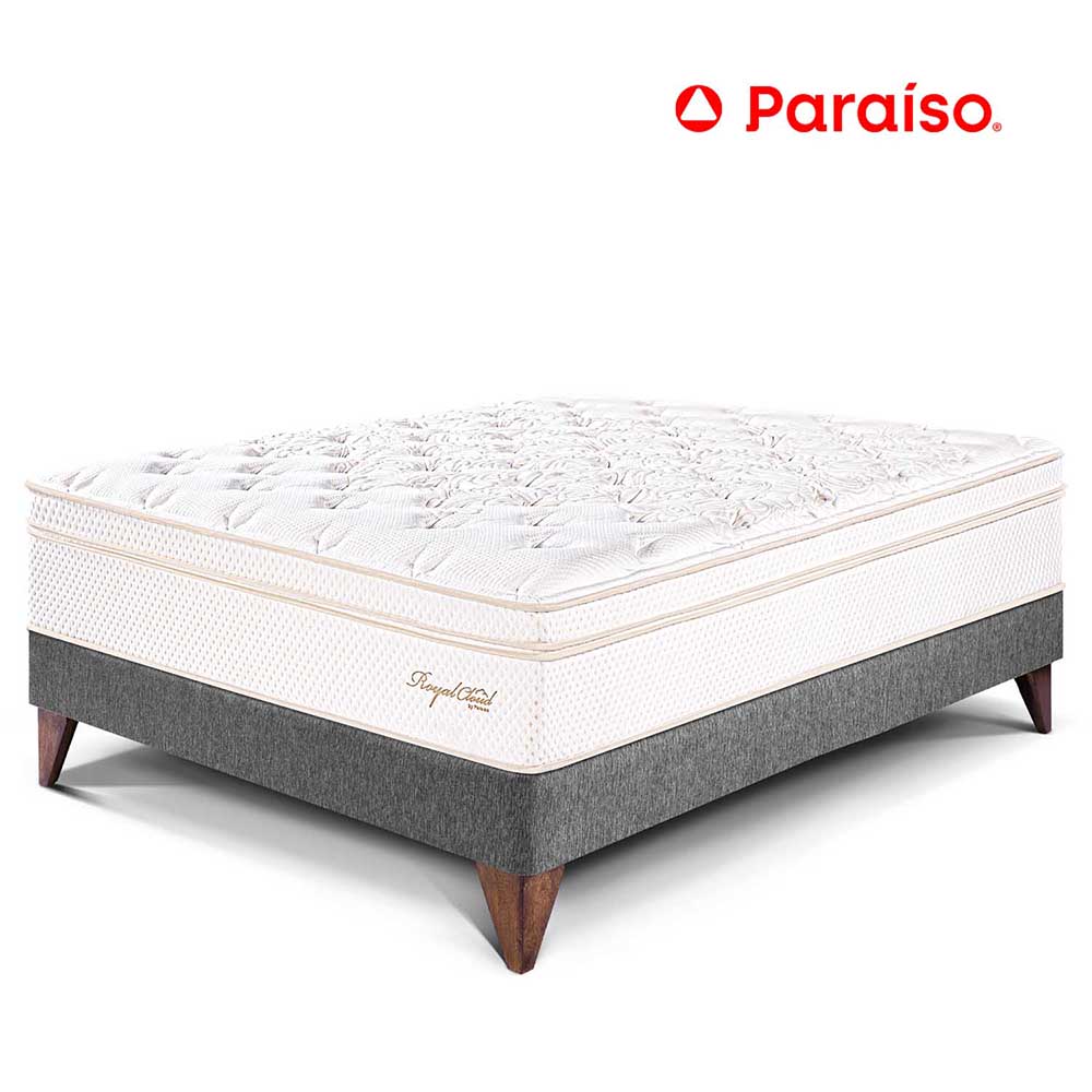 Cama Europea Royal Cloud - Gris 1.5 Plz